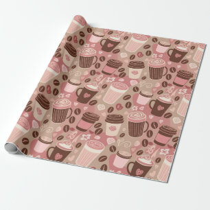 Papel De Presente Padrão de Xícara de Café Aconchegante (5)