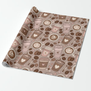 Papel De Presente Padrão de Xícara de Café Aconchegante (6)