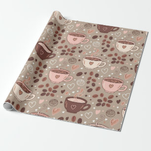 Papel De Presente Padrão de Xícara de Café Aconchegante (8)