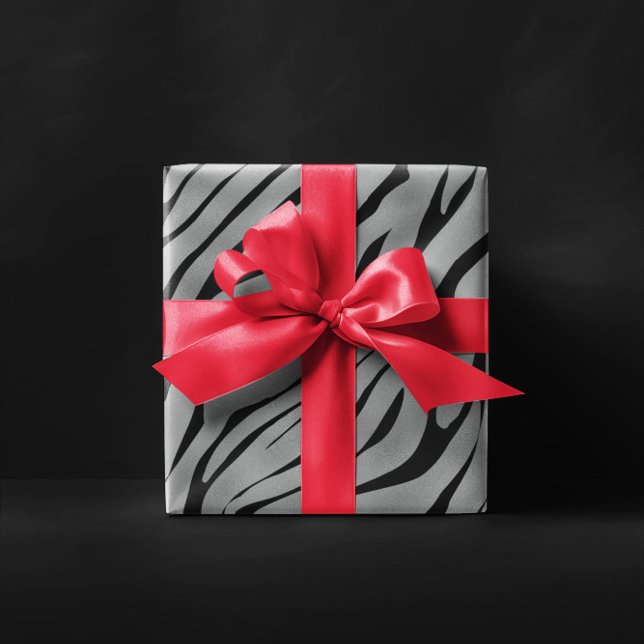 Papel De Presente Padrão de Zebra da cinza Metálica (Criador carregado)