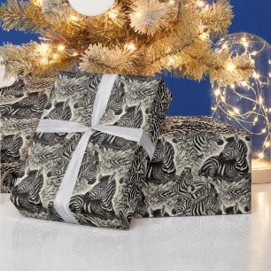 Papel De Presente Padrão de Zebra da Vintage Cute