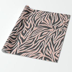 Papel De Presente Padrão de zebra preto sem costura. Na moda