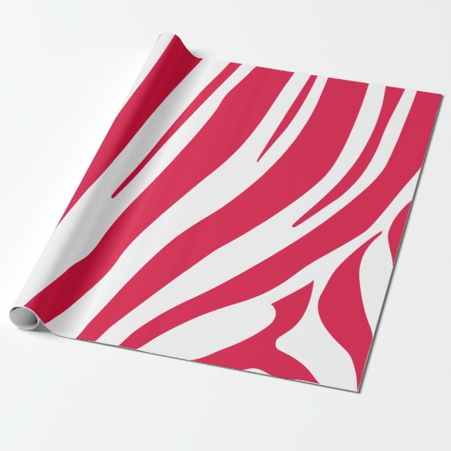 Papel De Presente Padrão de zebra rosa e branco (Desenrolado)