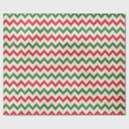 Papel De Presente Padrão de Zig Verde Vermelho Distante