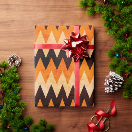 Papel De Presente Padrão de Ziguezague Chevron de Halloween – Laranj