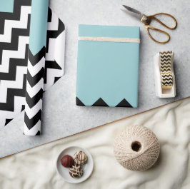 Papel De Presente Padrão de ziguezague preto e branco, Chevron, azul