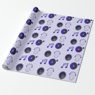 Papel De Presente padrão decorativo de música azul