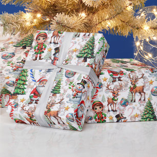 Papel De Presente Padrão Decorativo de Natal com Fundo Branco