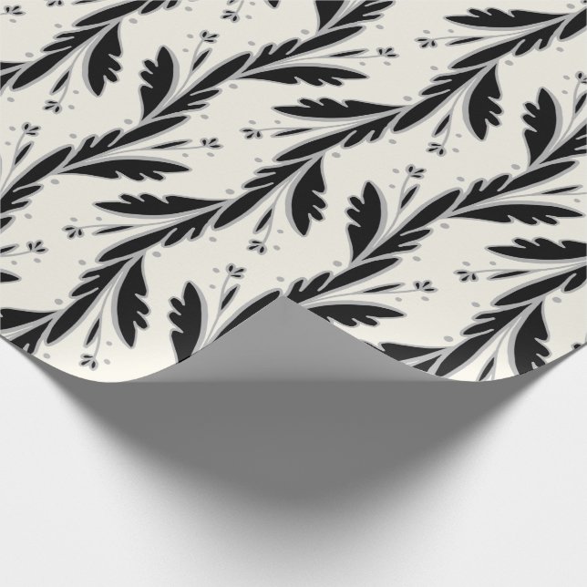 Papel De Presente Padrão Decorativo de Vinhas Negras (Ponta)