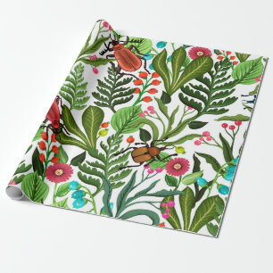 Papel De Presente Padrão decorativo sem costura com plantas e inset