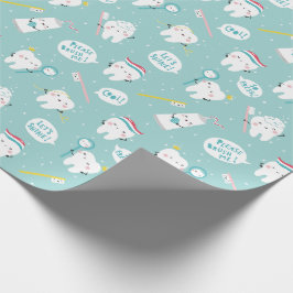Papel De Presente Padrão dental fofo azul Escove os dentes