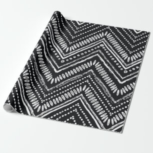 Papel De Presente Padrão desenhado à mão. Zigzag e stripe, tribal
