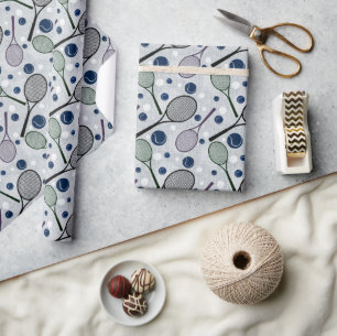Papel De Presente Padrão desportivo para fãs de tênis.