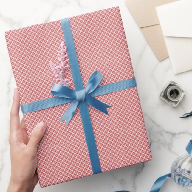 Papel De Presente Padrão Diagonal Cruz Vermelho Branco (Criador carregado)