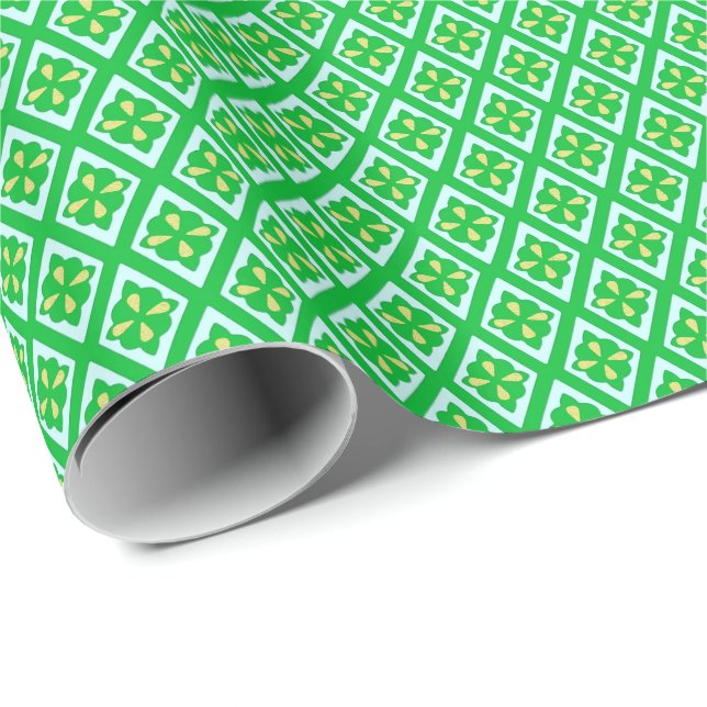 Papel De Presente Padrão diamante - esmerald green e aqua (Ponta do rolo)