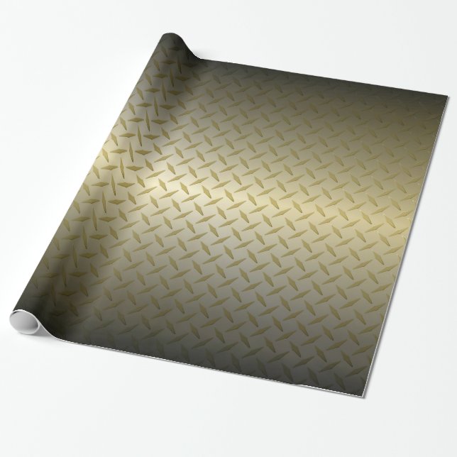 Papel De Presente Padrão Diamondplate com Fade Preta a Dourada (Desenrolado)