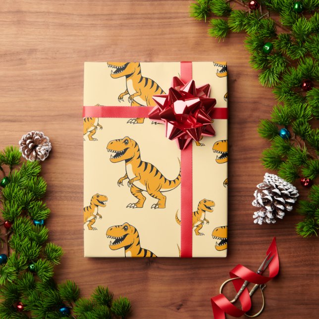 Papel De Presente padrão dino t-rex (Presente de Natal)