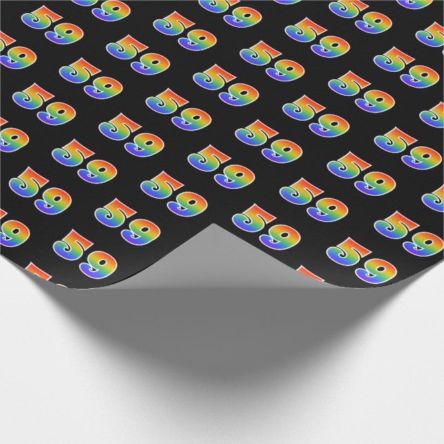Papel De Presente Padrão Divertido de Espectro de Arco-íris "59" Núm (Ponta)
