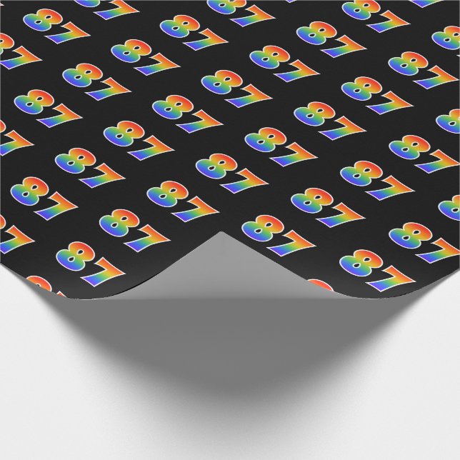 Papel De Presente Padrão Divertido de Espectro de Arco-íris "87" Núm (Ponta)