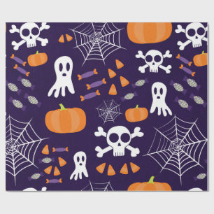 Papel De Presente Padrão Divertido de Halloween