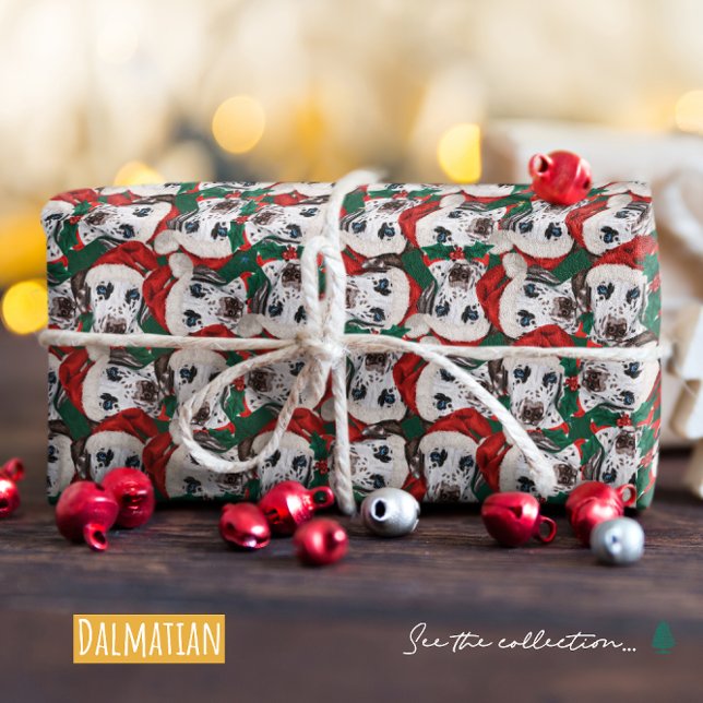 Papel De Presente Padrão Divertido de Natal com Dálmata (Criador carregado)