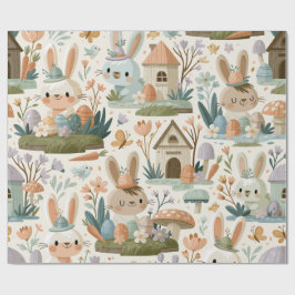 Papel De Presente Padrão Divertido do Coelho de Páscoa