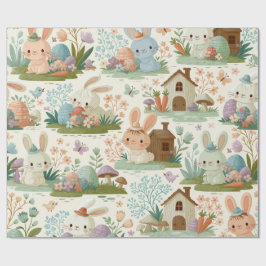 Papel De Presente Padrão Divertido do Coelho de Páscoa