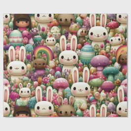 Papel De Presente Padrão Divertido do Coelho de Páscoa