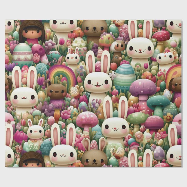 Papel De Presente Padrão Divertido do Coelho de Páscoa (Aberto)