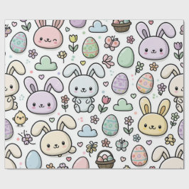 Papel De Presente Padrão Divertido do Coelho de Páscoa