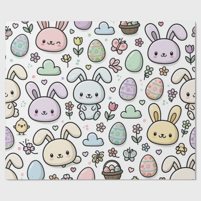 Papel De Presente Padrão Divertido do Coelho de Páscoa (Aberto)