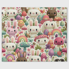 Papel De Presente Padrão Divertido do Coelho de Páscoa