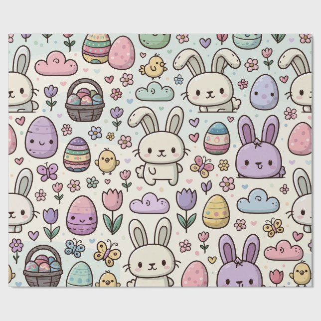 Papel De Presente Padrão Divertido do Coelho de Páscoa (Aberto)