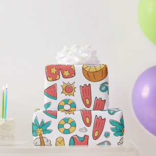 Papel De Presente padrão divertido férias de verão na praia