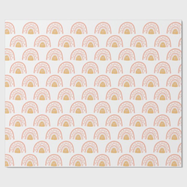 Papel De Presente Padrão do Arco-Íris Rosa Boho (Aberto)