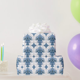 Papel De Presente Padrão do Azulejo Delft