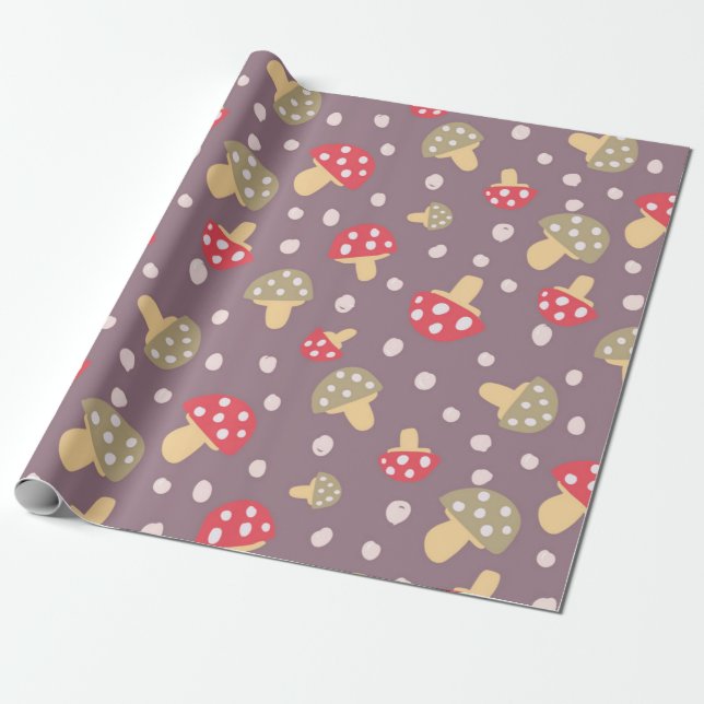 Papel De Presente Padrão do cogumelo (Desenrolado)