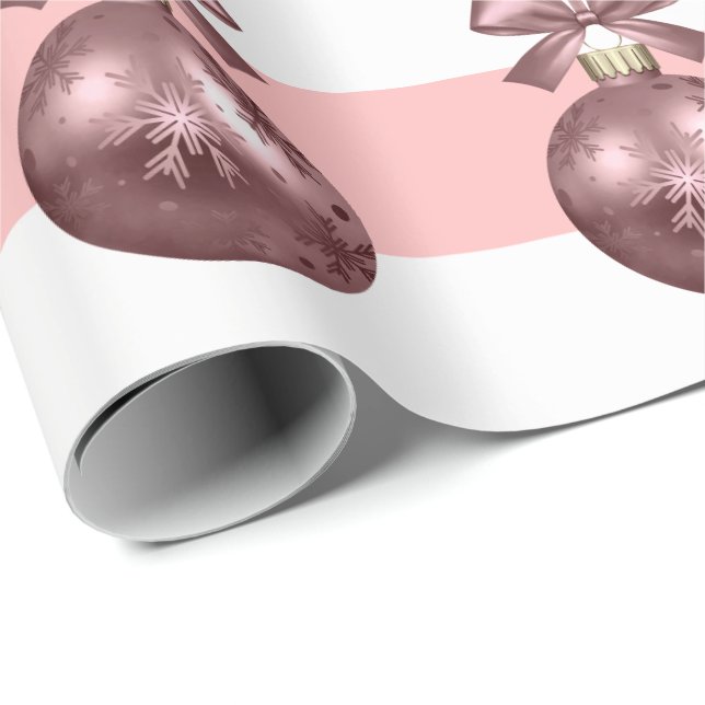 Papel De Presente Padrão do Enfeites de natal Dourado Elegante (Ponta do rolo)
