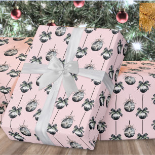 Papel De Presente Padrão do Enfeites de natal rosa