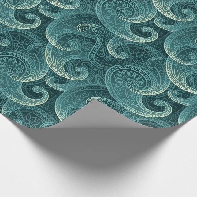 Papel De Presente Padrão do Eterno Teal Paisley (Ponta)