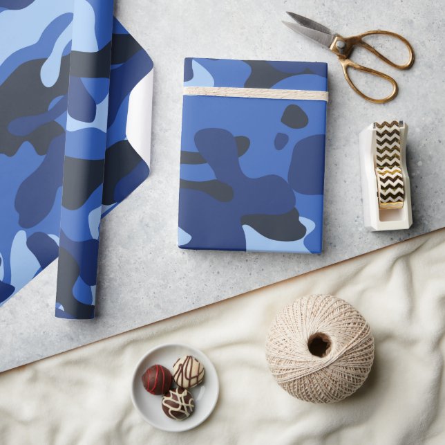 Papel De Presente Padrão do Exército Azul Camo de Camuflagem (Artesanato)
