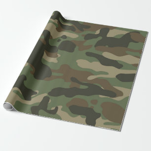 Papel De Presente Padrão do Exército Verde Camo de Camuflagem