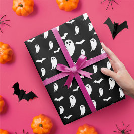 Papel De Presente Padrão do Fantasma e Morcegos do Dia das Bruxas Ne