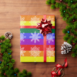 Papel De Presente Padrão do Floco de Neve de Natal da Bandeira orgu