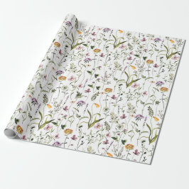 Papel De Presente Padrão do Jardim de Flores Selvagens