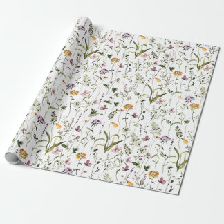 Papel De Presente Padrão do Jardim de Flores Selvagens