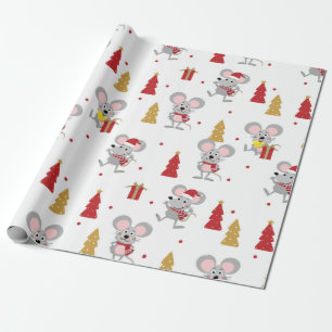 Papel De Presente Padrão do mouse natalino