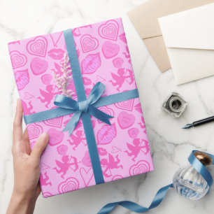 Papel De Presente Padrão do Namorados rosa