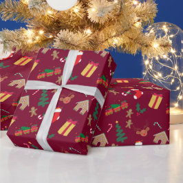 Papel De Presente Padrão do Natal Vermelho e Bonito