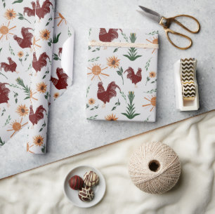 Papel De Presente Padrão do Sunshine Folk Art